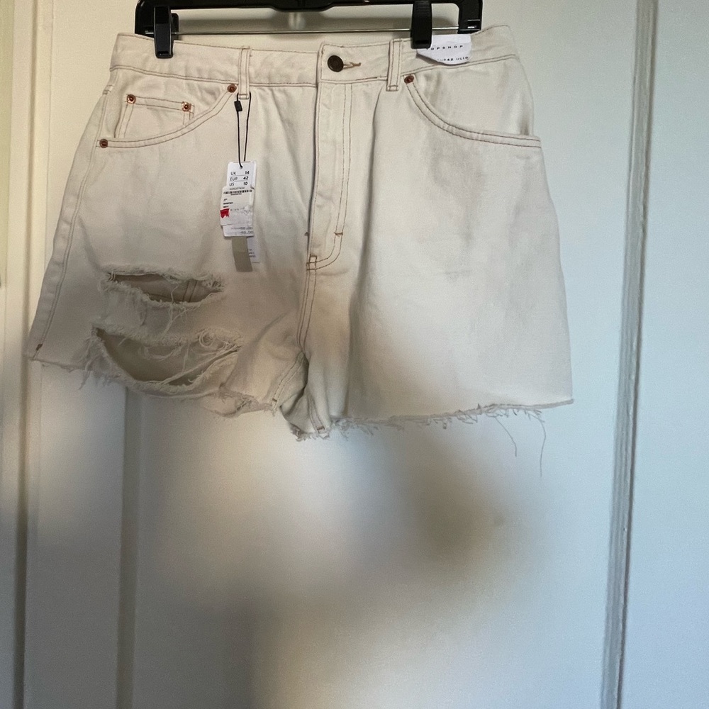 TOPSHOP white denim jean shorts (size 10) new with tags